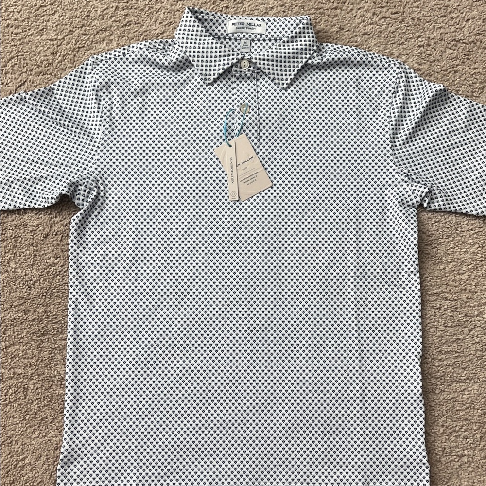 Peter Millar Blue and White Youth Button Down Shirt